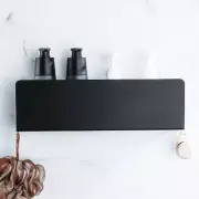Black Bathroom Organizer Shelf with Hooks Aluminum Shelves on Wall Storage
