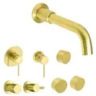 Round Curved Bath Spout Wall Bathtub Filler Swivel Tap Outlet Brushed Gold