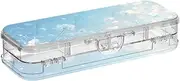 Yoogain Blue Flower Plastic Pencils Box Clear Double Deck Hard Pens Case For Art Supplies With Lid
