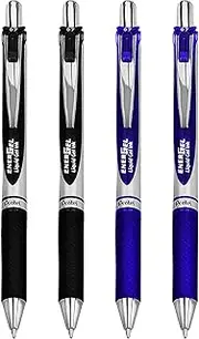 Pentel EnerGel XM BL77 - Retractable Liquid Gel Ink Pen - 0.7mm - 54% Recycled – Black, Blue - Pack of 4