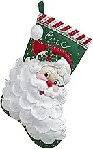 Bucilla 86648 Jolly Saint Nick Stocking Felt Applique Kit, 18" Long