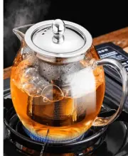 NEW Glass Teapot Stovetop 22 OZ/Removable 18/8 Stainless Steel Infuser