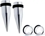 [Bngukju] Pair of 7/16" 11mm Stainless Steel Black Tapers and Tunnels Ear Stretching Kit Gauges