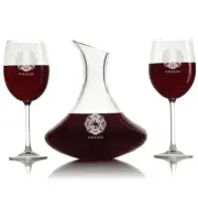 Fire Department Custom Engraved Wine Decanter & 18oz Wine Glasses Set - 3 pcs