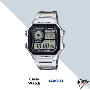 CASIO 卡西歐 世界地圖 經典 液晶 不銹鋼 帆布 手錶 數位錶【彼得潘】