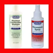 Davis Maximum 4% Chlorhexidine Medicated Shampoo 12 oz + Miconazole Spray 4 oz