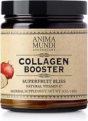 Anima Mundi Vegan Collagen Booster Powder, Berry Bliss Super-Fruit - Organic Adaptogenic Beauty Supplement for Skin, Hair + Nails with Goji, Schizandra, Camu Camu (35 Servings / 5oz)