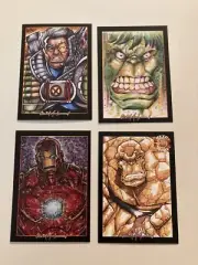 Cable Hulk Iron Man The Thing Ben Grimm 4 Sketch Card Print Set McJunkin