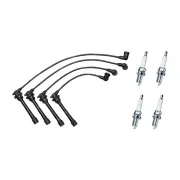 Bosch Ignition Leads + 4 x Denso Iridium Power Spark Plugs for Kia Rio G4EE 1.4