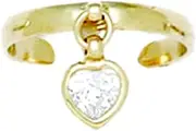 [JewelryWeb] 14k Yellow Gold CZ Simulated Diamond Adjustable Love Heart Drop Body Jewelry toe ring-toe ring for Women
