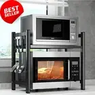 Adjustable Microwave Oven Rack Double Layer Shelf Kitchen Organizer Black