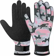 XUKER Neoprene Gloves Men Women, 3mm Camouflage Patterned Winter Wetsuit Gloves Keep Warm for Scuba Diving Surfing Swimming Fishing Water Sports