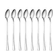 Long Handle Stirring Spoon | 7.87in Iced Teaspoon | Long Spoon | Home Drink Stirrer Tableware Set | 8x Ice Tea Spoons | Long Stainless Steel | Tableware Set for Ice Cream Dessert Cocktail Drinks |