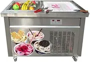 Single Square pan + 6 pre-Cooling Buckets auto defrost Instant roll ice Cream Machine Instant Fry ice Cream Machine with Sneeze Guard and Full refirgerant