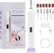 Electric Nail Drill Kit with U V Nail Lamp, Portable Cordless Electric Nail File with Display Screen, 3 Speeds Professional Manicure Pedicure Polishing 6-in-1 Nail Drill Kit (White)