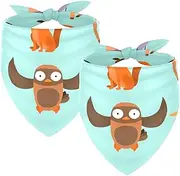 2 Pack Owner and Dog Bandana Set, Pet's Mom/Dad Bandana or Scarf Set, Family Matching Bandanas, Cartoon Animal Bear Fox Rabbit Owl