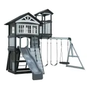 Backyard Discovery Whispering Point Cedar Wood Play Centre Swing Set with Slide and Clubhouse