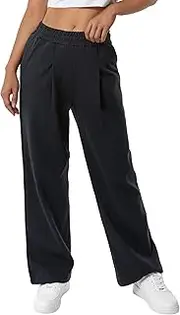 [GIVON] Women's Wide Leg Sweatpants Open Bottom High Waisted Loose Lounge Trouser with Pockets