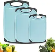 Chopping Board, 3 Piece Kitchen Cutting Boards with Juice Groove, Plastic Cutting Boards Set BPA-Free and Dishwasher Safe, Kitchen Tools for Meat Prep Cheese Fruits and Vegetables