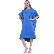 MABCIRY Quick Dry Surf Poncho, Changing Robe Towel Poncho, Lightweight Microfibres Surf Beach Wetsuit for Surfing Beach Swimming Outdoor Sports Water Park (Blue)