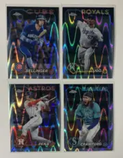 Lot 4x 2024 Topps Chrome Ray Wave Refractor - Pena, Lugo, Bellinger, Crawford