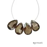 6 Cubic Zirconia Flat Pear Briolette Beads 6x9mm Smoky Brown #96144