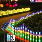 Solar Powered Garden Fence Lights Outdoor Picket Border with Remote Xmas Lamp