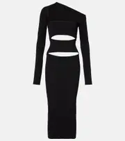 [Christopher Esber] Christopher Esber Ribbed-knit jersey midi dress AU 14 black