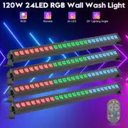 120W 24LED RGB Wall Wash Light Bar Remote DMX Strobe Party Disco Stage Lighting