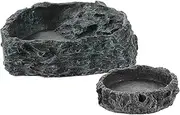 Abaodam 2Pcs Decorative Reptile Dish Multi Function Water Bowl for Lizards Snakes and Turtles Durable Resin Design Easy to Clean for Feeding and Hydration