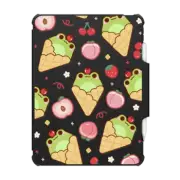 iPad Pro 12.9-inch (5th/6th gen) Impact Folio Case Cute Frog Ice Cream Cone with Peach Strawberry Cherry - Kawaii Animal with Sweet Food & Fruit