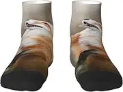 [EdWal] Animal Fox Pattern print Men's Moisture Control Crew Socks Socks For Men and Women Gifts For Golf, Hunting, Camping