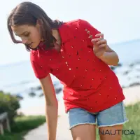 在飛比找momo購物網優惠-【NAUTICA】女裝 滿版帆船圖騰短袖POLO衫(紅)