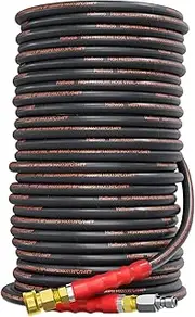 Pressure Washer Hose 150FT,3/8" 4800 PSI Kink Resistant Industrial Grade Hose with 3/8 Quick Connect Ends for Hot & Cold Water up to 140°F, Steel Wire Braided Hose for Power Washing