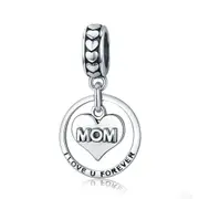 Silver plating I Love U Forever Mom Engrave Beads Fit Charm Bracelets & Bangles Jewelry Mother Gift