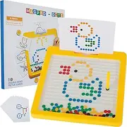 Magnetic Drawing Board, Montessori Drawing Pad with Pen and Cards, Colorful Magnetic Dot Art Doodle Board, Educational Learning Sensory Toy for Toddlers Kids