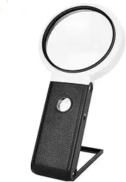 Hands-Free Magnifying Glass with 33 LED Lights,25X Stand Foldable Handheld Magnifying Glass for Coins Jewelry Crafts Hobby Seniors Reading Needle Threading Watch Repair Soldering Close Work