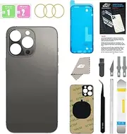 GUPFIX Back Glass Replacement for iPhone 13 Pro with Repir Tools, Big Hole Rear Back Cover Glass Replacement All Carriers with Pre-Installed Adhesive and Repairing Tool Kits (Graphite)