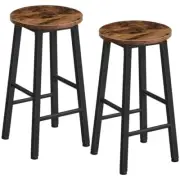 Bar Stools Set of 2, Counter Height Bar Stools, 24.8" Bar Rustic Brown + Black