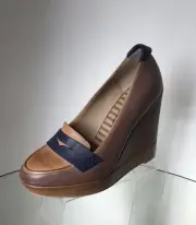 NEW SPLENDID Logan Burnished Leather Platform Wedges