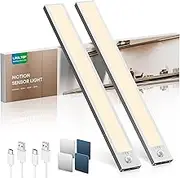 LROLTEF Cabinet Lighting LED Lamp with Motion Sensor - 30 cm 2200 mAh 4000 K Under-Unit Light Kitchen Light Rechargeable Magnetic with USB & Sensor - Dimmable Stair Light Cabinet Light | Pack of 2