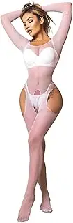[SEXYTINE] Women's Long Sleeve Open Low Cut Body Stocking Women's Mesh Bodystocking Off The Shoulder Fishnet Bodysuit