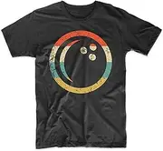[VidiAmazing] Bowling T-Shirt - Bowling Ball Icon Retro 1970's Style Bowler Shirt ds174 T-Shirt (S) Black