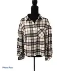 BP Puff Sleeve Plaid Top Small NWT Ivory/Black