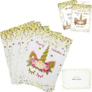12 Double Sided Magical Unicorn Party Invitations with 12 Envelopes for Kids Bir