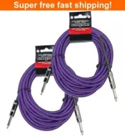 2 Pack Strukture Purple Woven Instrument Guitar Cable Cord Patch Effect Tip 1/4