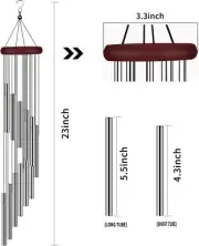 Wind Chimes Outdoors Sympathy 12 Aluminum Tubes Memorial Decor Patio Garden 23"