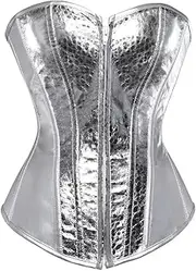 [OFFSUM] Women's Sexy Corset - Fashion Leather with Zipper Overbust Lingerie Solid Color Party Clubwear Large Size Sleeveless Backless Clothing Top