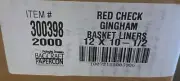 NEW Bagcraft 300398 12" x 10" Red Gingham Poly Wax Paper Basket Liner