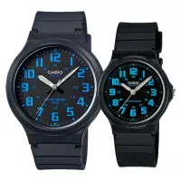在飛比找momo購物網優惠-【CASIO 卡西歐】文青時尚簡約情人對錶/黑藍x黑藍(MW